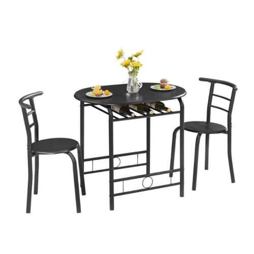 Set masă de dining cu 2 scaune negru BC FUR-201-1