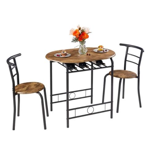 Set masă de dining cu 2 scaune maro BC FUR-201-2