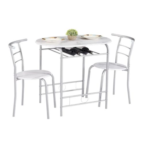 Set masă de dining cu 2 scaune alb BC FUR-201-3